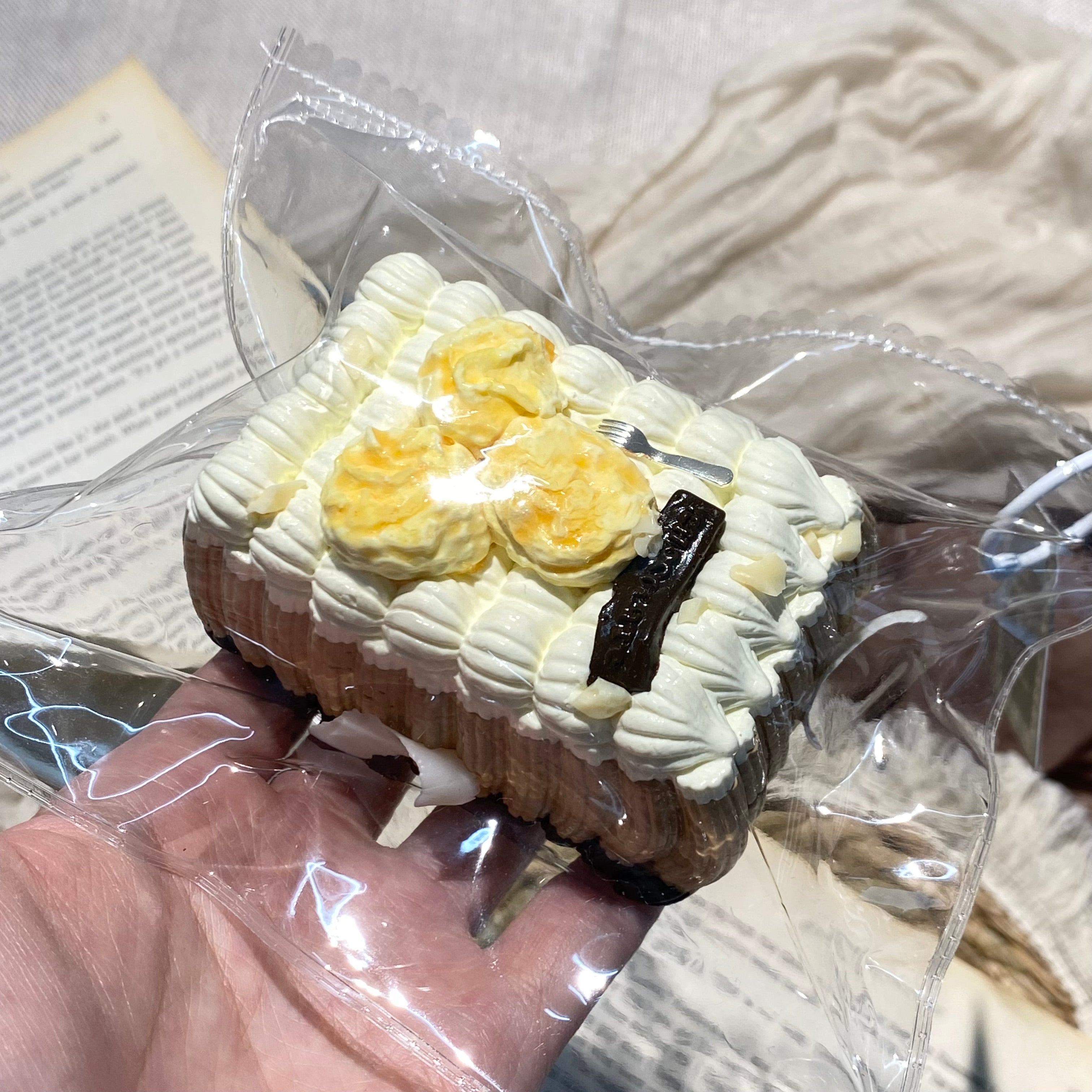 「팝콘 크림 모카 케이크」모조 음식 장식품