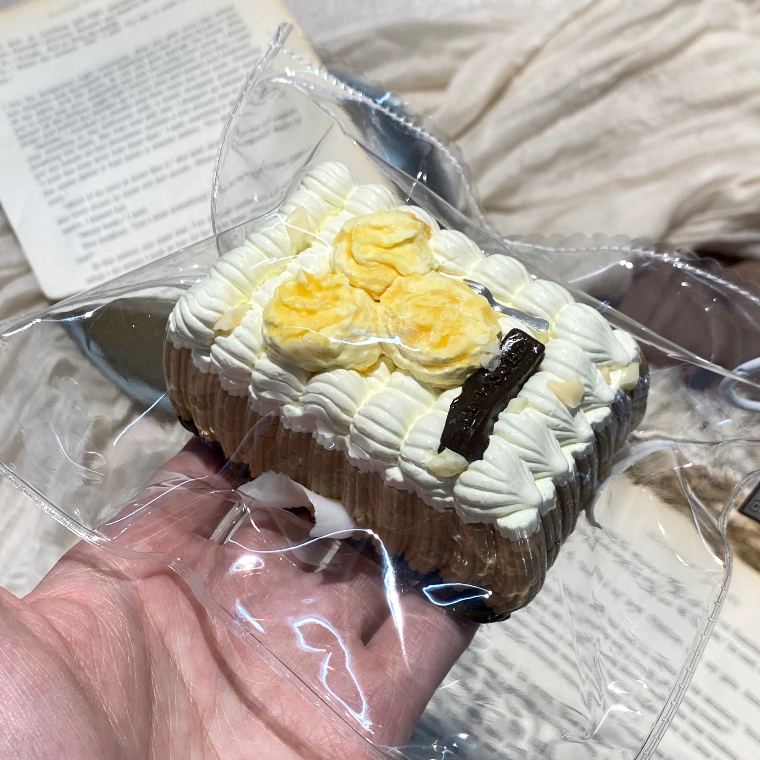 「팝콘 크림 모카 케이크」모조 음식 장식품